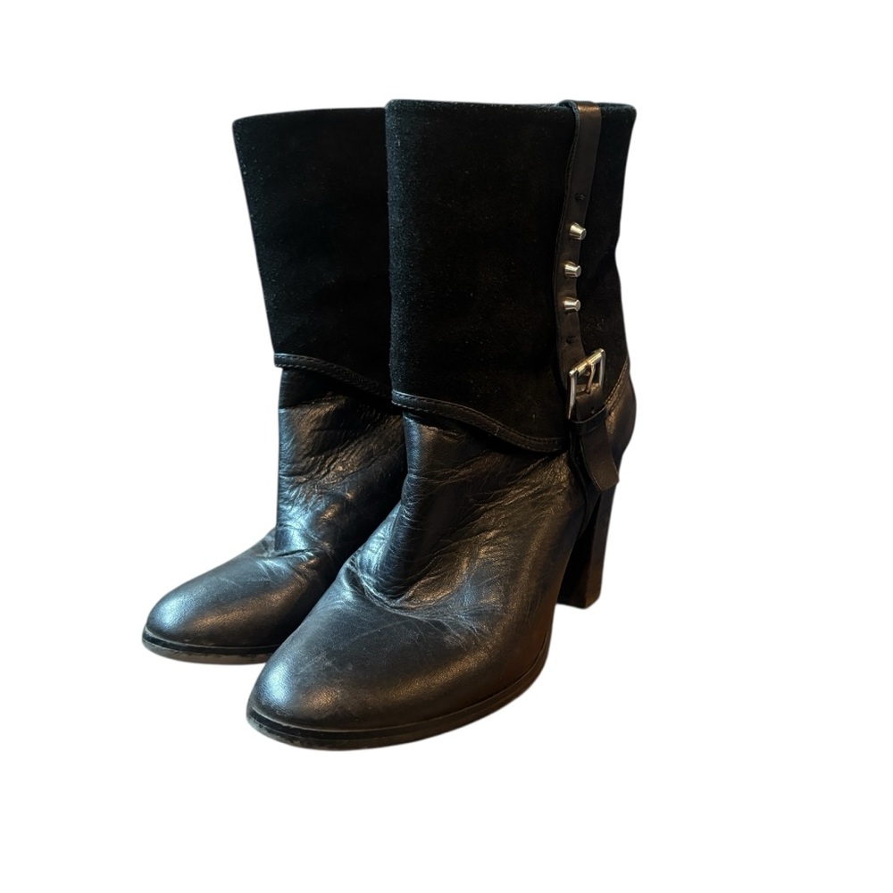 Pegabo Black Leather And Suede Ankle Boots Women’s Size 7